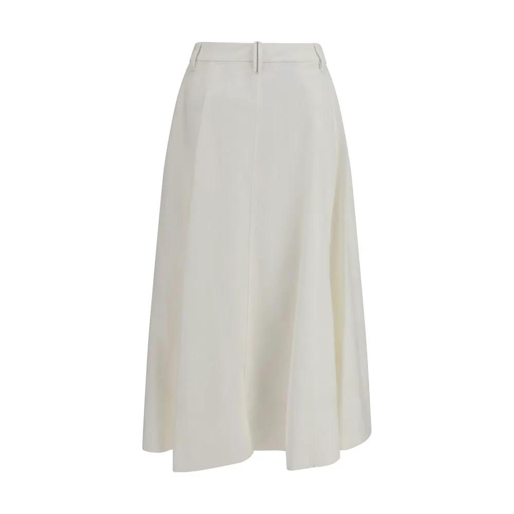 Brunello Cucinelli Sample Sale | Brunello Cucinelli White Viscose Long Skirt - | Designer outlet