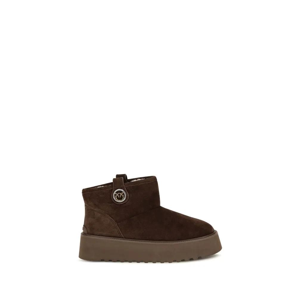 PINKO Sample Sale | PINKO Brown Calf Leather Bos Taurus Flat Boots - | Designer outlet