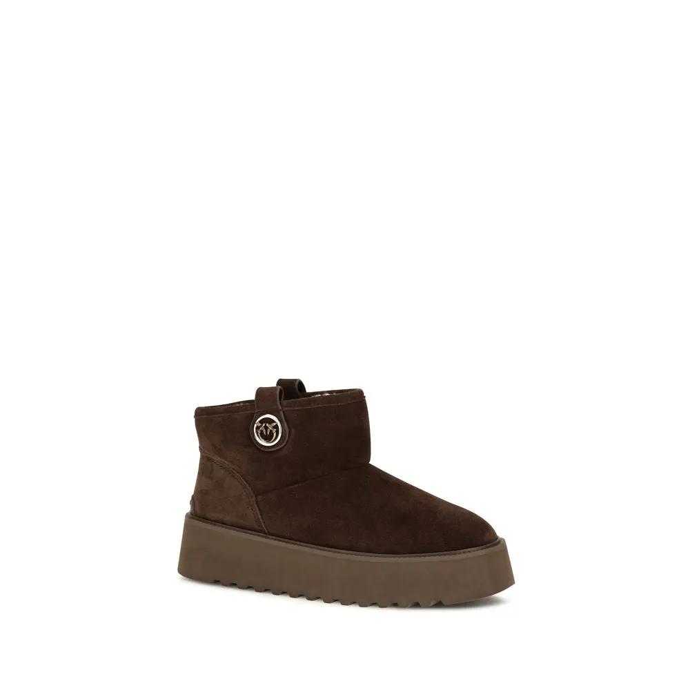 PINKO Sample Sale | PINKO Brown Calf Leather Bos Taurus Flat Boots - | Designer outlet