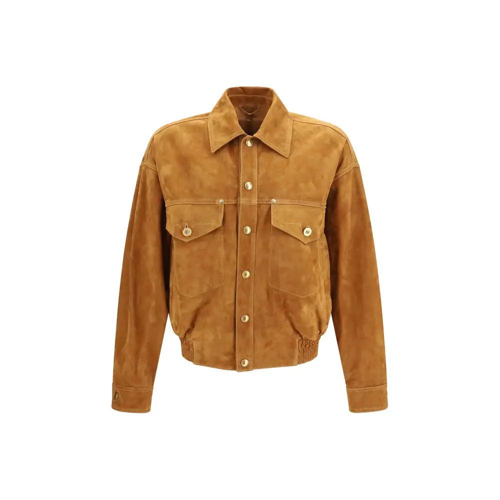 Versace Sample Sale | Versace Brown Lamb Ovis Aries Aries Leather Jacket - | Designer outlet