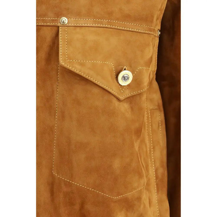 Versace Sample Sale | Versace Brown Lamb Ovis Aries Aries Leather Jacket - | Designer outlet