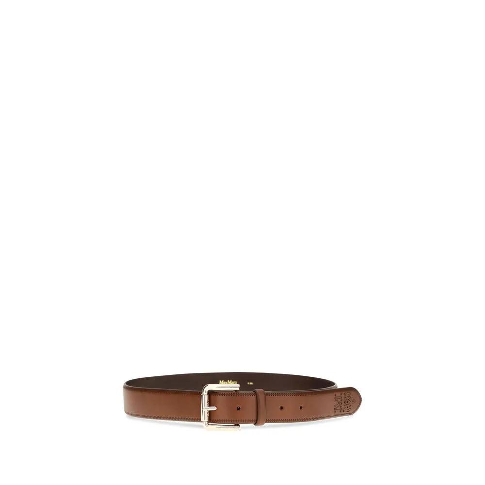 Max Mara Sample Sale | Max Mara Brown Calf Leather Bos Taurus Regular Belt - | Designer outlet