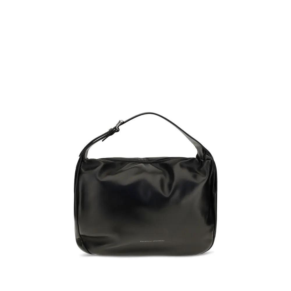 Brunello Cucinelli Sample Sale | Brunello Cucinelli Black Calf Leather Bos Taurus Shoulder Bag - | Designer outlet