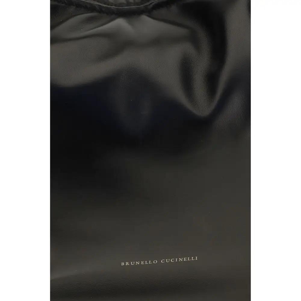 Brunello Cucinelli Sample Sale | Brunello Cucinelli Black Calf Leather Bos Taurus Shoulder Bag - | Designer outlet
