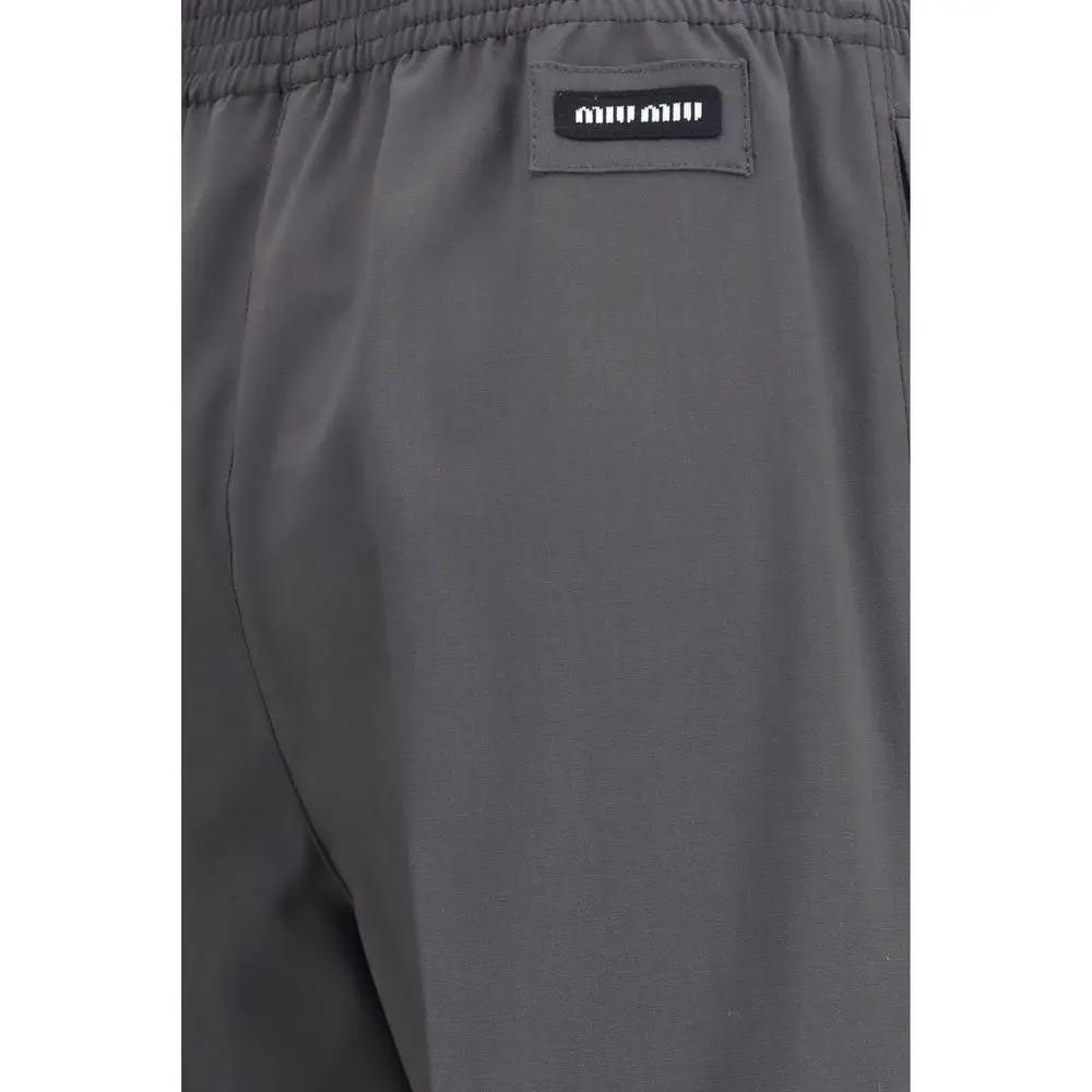 Miu Miu Sample Sale | Miu Miu Gray Wool Oves Aries Casual Pants - | Designer outlet