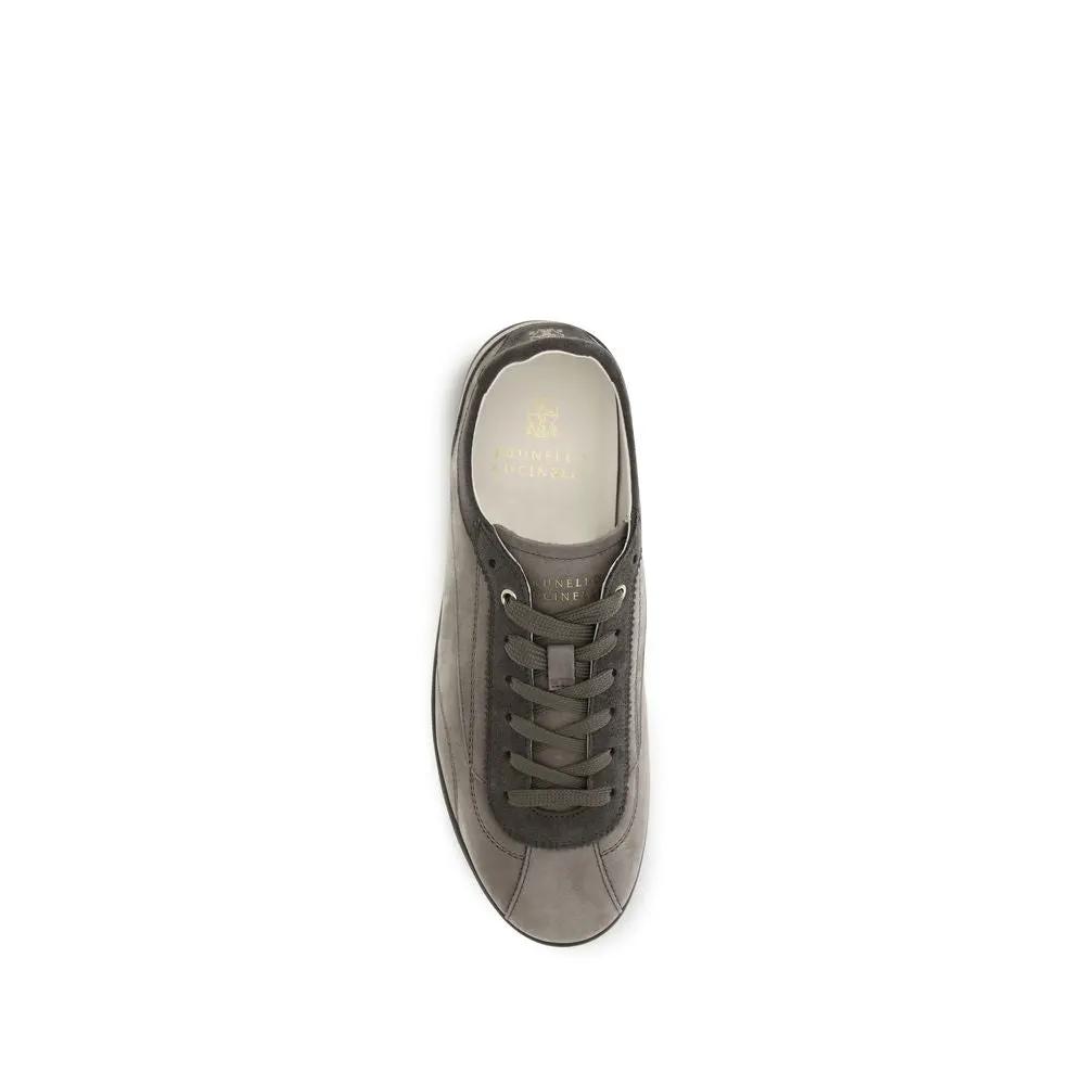 Brunello Cucinelli Sample Sale | Brunello Cucinelli Gray Calf Leather Bos Taurus Sneakers - | Designer outlet