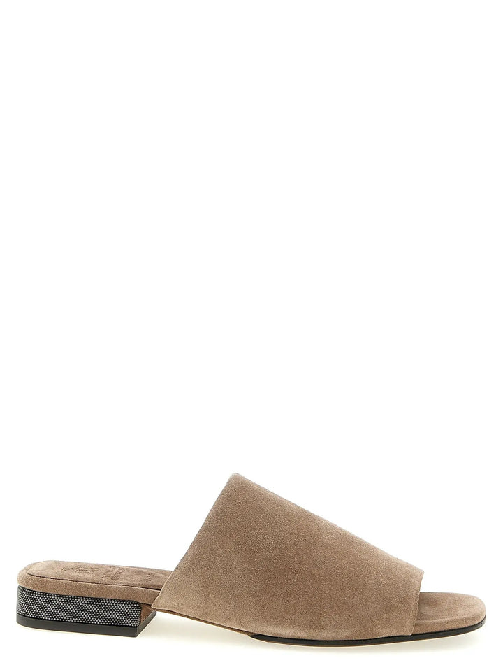 Brunello Cucinelli Sample Sale | Brunello Cucinelli Brown Calfskin Slides - | Designer outlet
