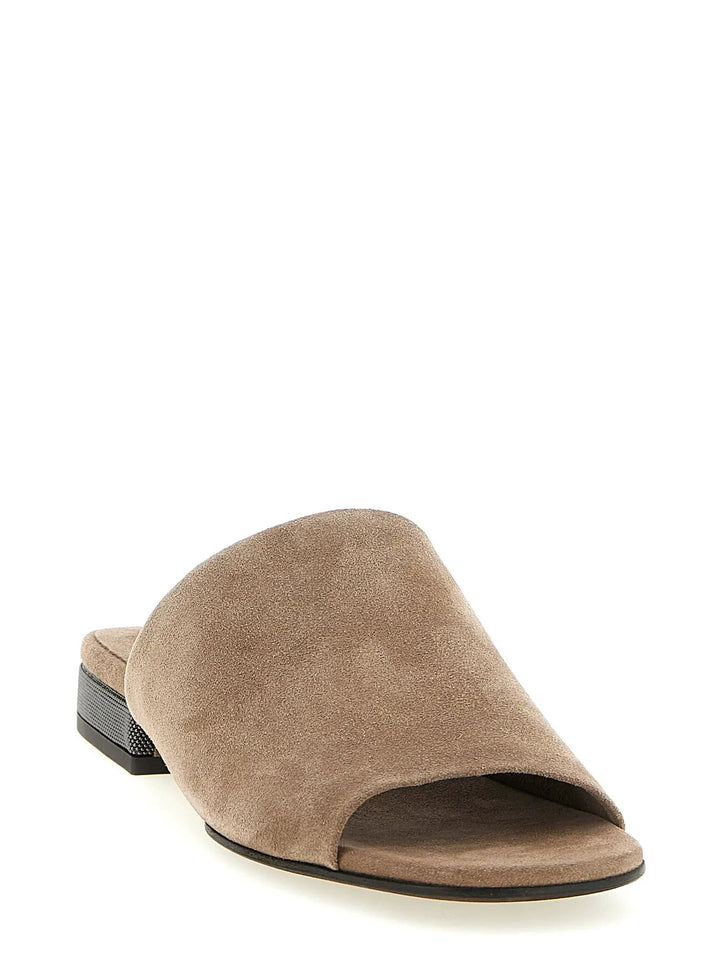 Brunello Cucinelli Sample Sale | Brunello Cucinelli Brown Calfskin Slides - | Designer outlet
