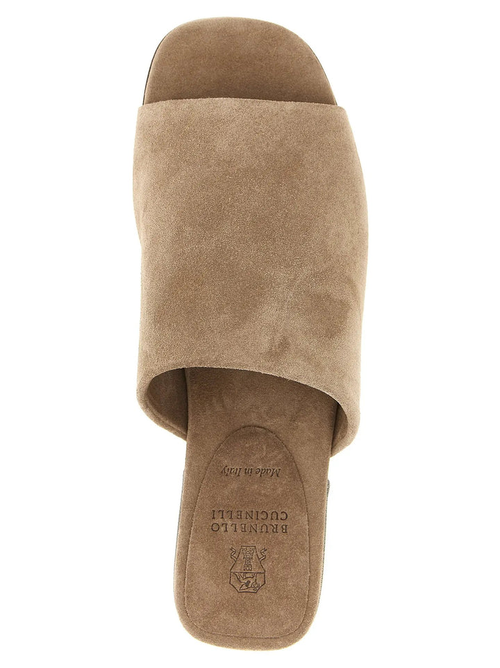 Brunello Cucinelli Sample Sale | Brunello Cucinelli Brown Calfskin Slides - | Designer outlet