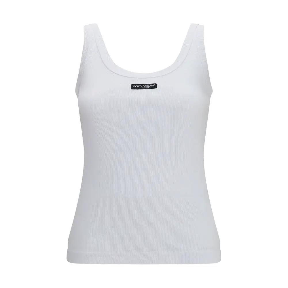 Dolce &amp; Gabbana Sample Sale | Dolce &amp; Gabbana White Cotton Tank Tops - | Designer outlet
