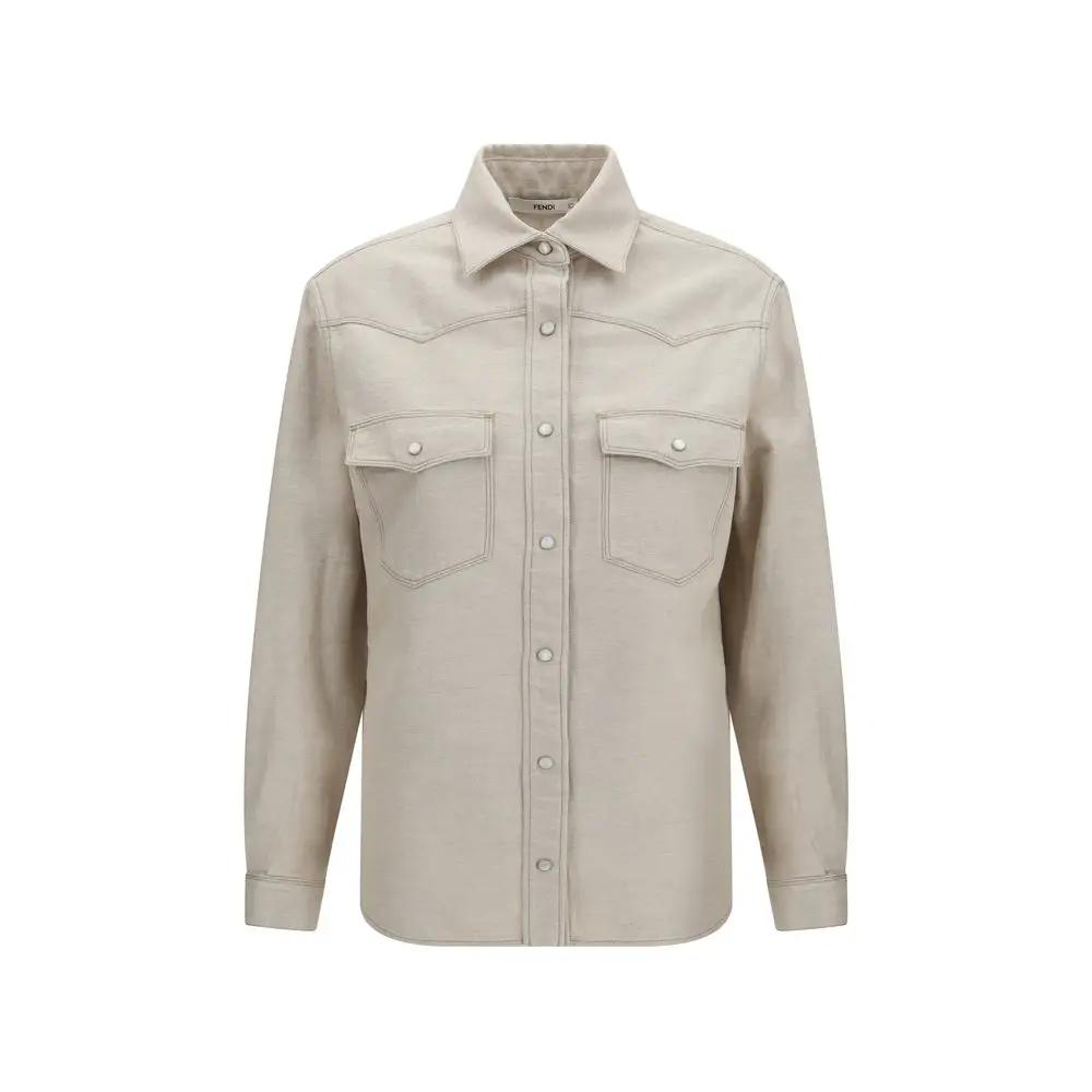 Fendi Sample Sale | Fendi Beige Denim Shirt - | Designer outlet