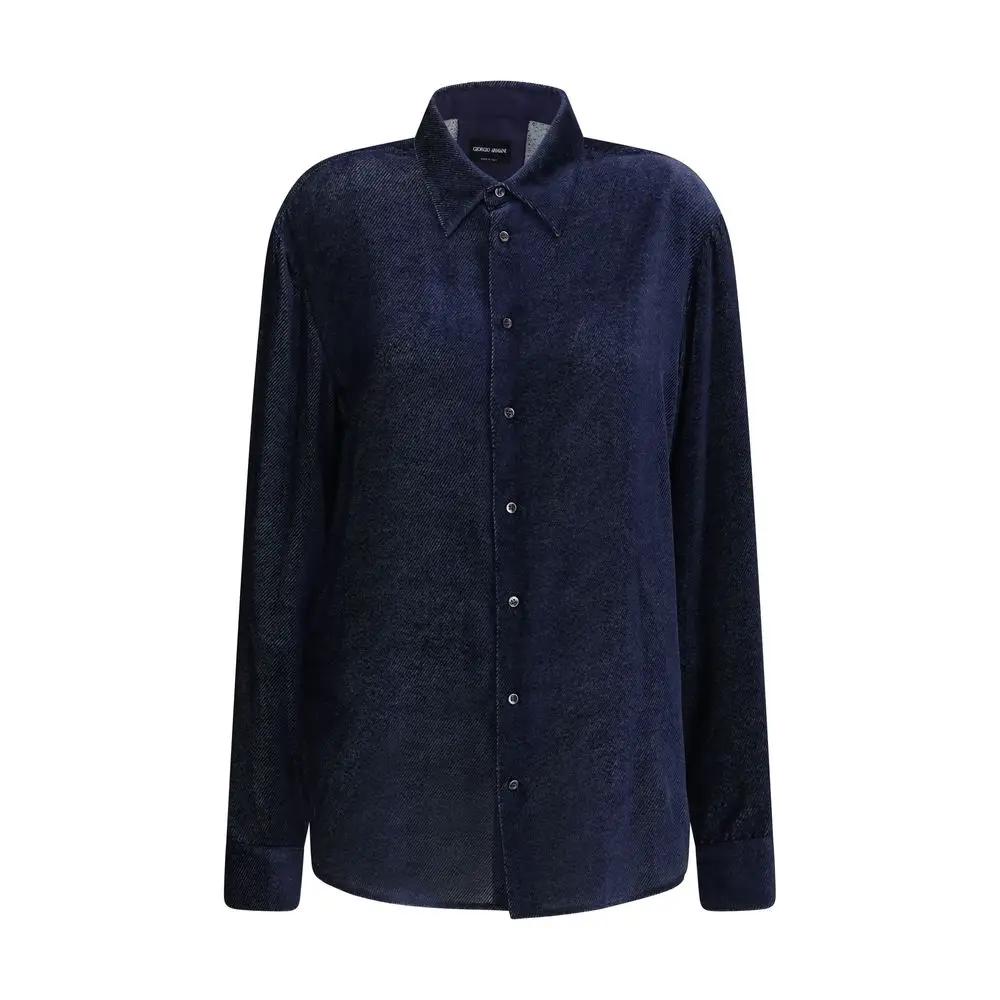 Giorgio Armani Sample Sale | Giorgio Armani Blue Silk Dress Shirt - | Designer outlet