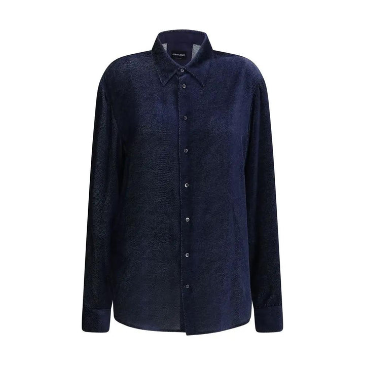 Giorgio Armani Sample Sale | Giorgio Armani Blue Silk Dress Shirt - | Designer outlet