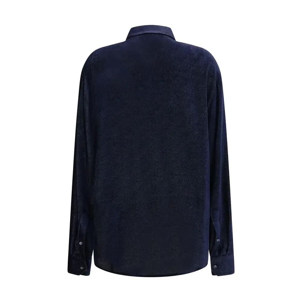 Giorgio Armani Sample Sale | Giorgio Armani Blue Silk Dress Shirt - | Designer outlet