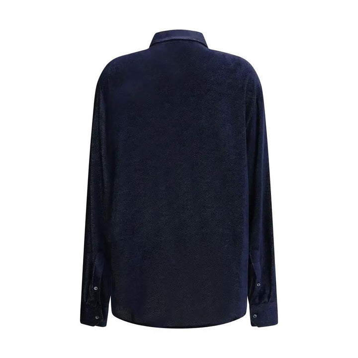 Giorgio Armani Sample Sale | Giorgio Armani Blue Silk Dress Shirt - | Designer outlet