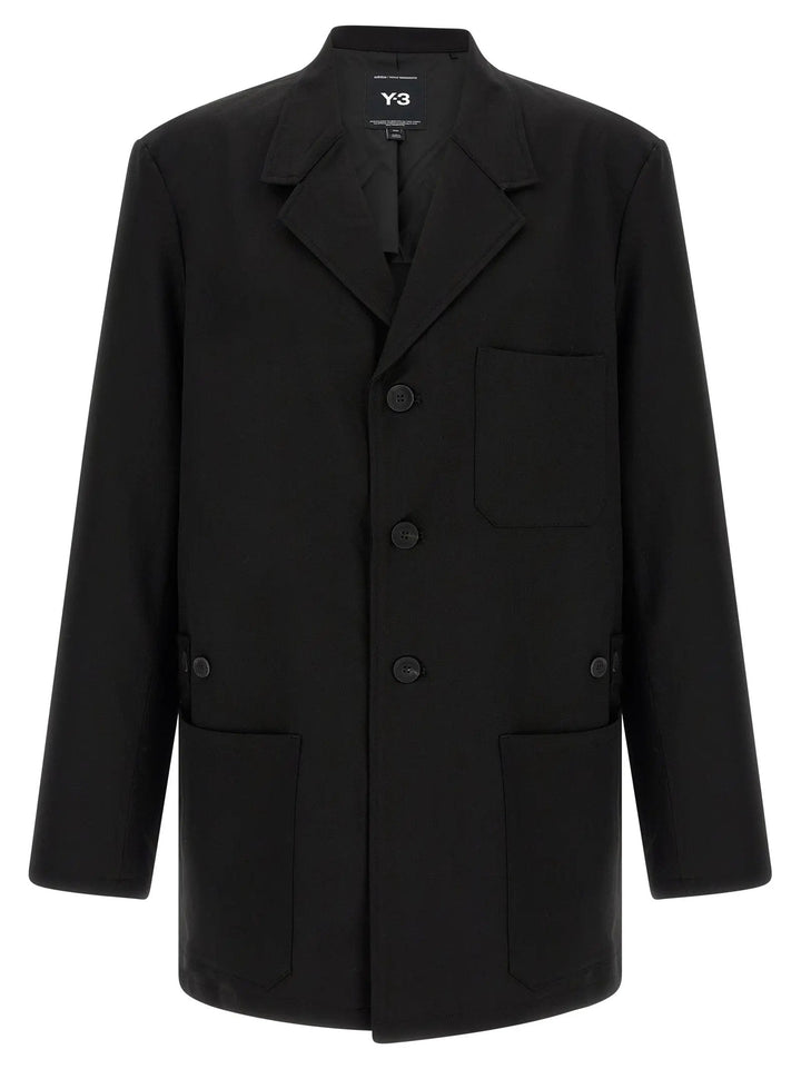 Y-3 Sample Sale | Y-3 Black Wool Full-Length Jacket - | Designer outlet