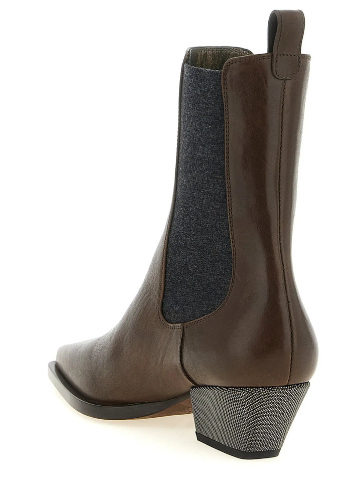 Brunello Cucinelli Sample Sale | Brunello Cucinelli Brown Cowhide Chelsea Boots - | Designer outlet