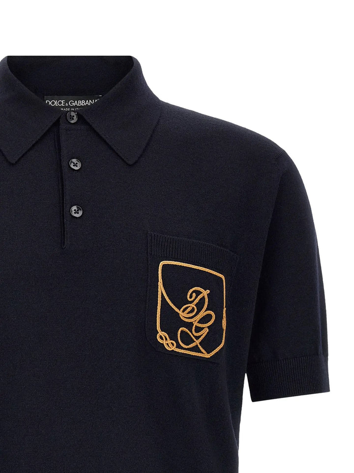Dolce &amp; Gabbana Sample Sale | Dolce &amp; Gabbana Blue Virgin Wool Polo Shirt - | Designer outlet
