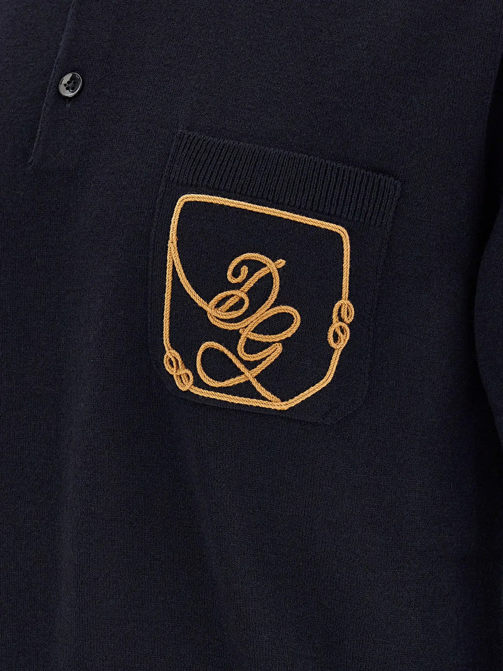 Dolce &amp; Gabbana Sample Sale | Dolce &amp; Gabbana Blue Virgin Wool Polo Shirt - | Designer outlet