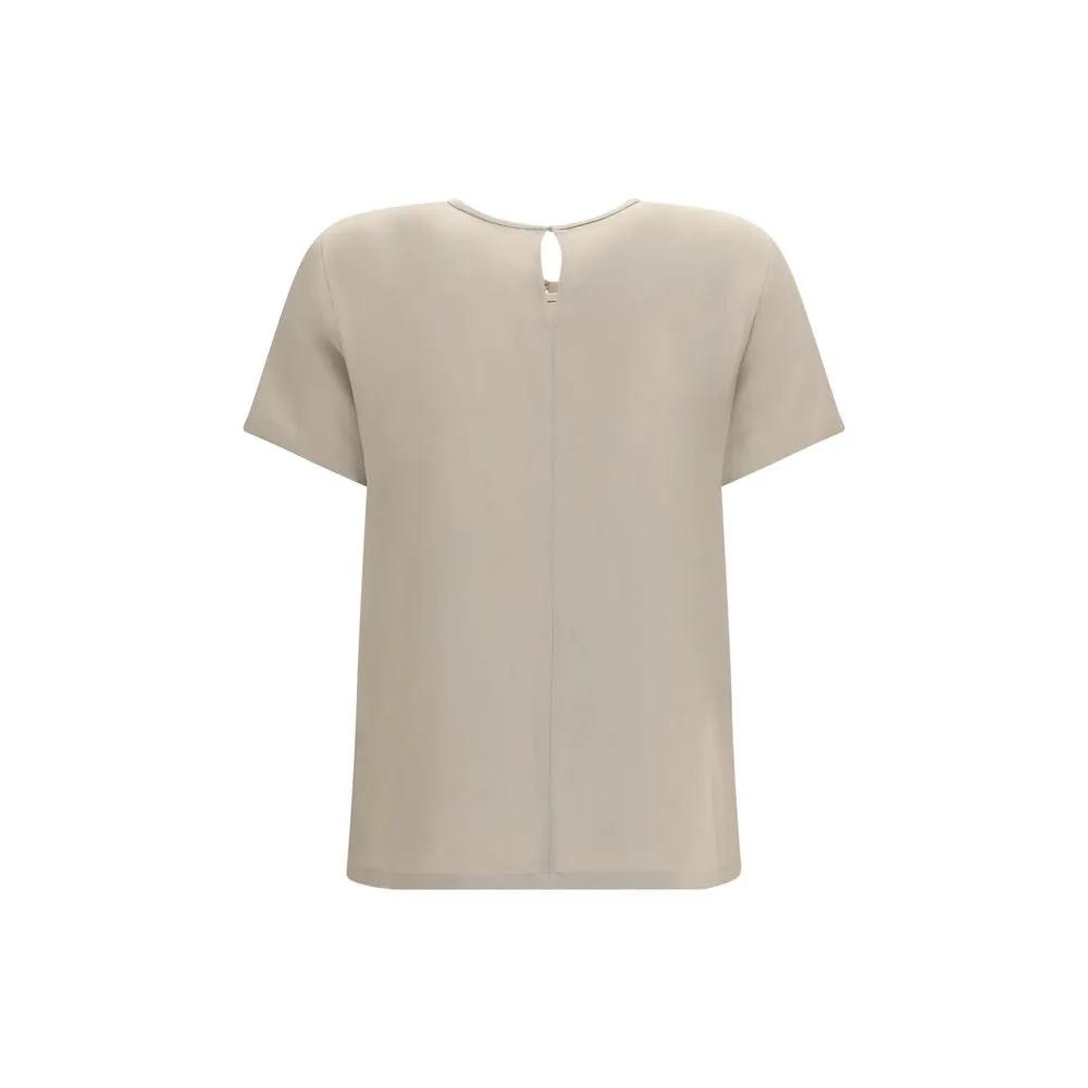 Max Mara Sample Sale | Max Mara Beige Silk T-Shirt - | Designer outlet