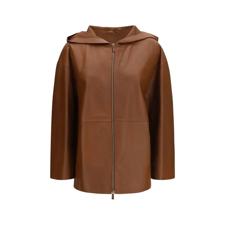 Max Mara Sample Sale | Max Mara Brown Lamb Ovis Aries Leather Jacket - | Designer outlet