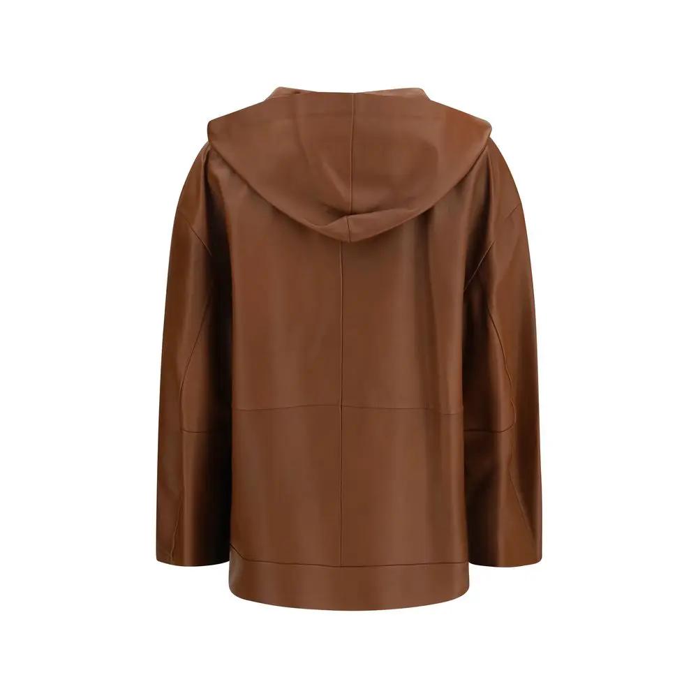Max Mara Sample Sale | Max Mara Brown Lamb Ovis Aries Leather Jacket - | Designer outlet