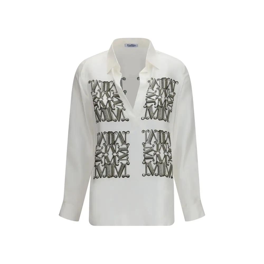 Max Mara Sample Sale | Max Mara White Silk Dress Shirt - | Designer outlet