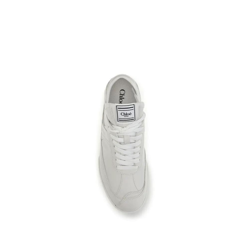 Chloé Sample Sale | Chloé White Calf Leather Bos Taurus Athletic Sneakers - | Designer outlet