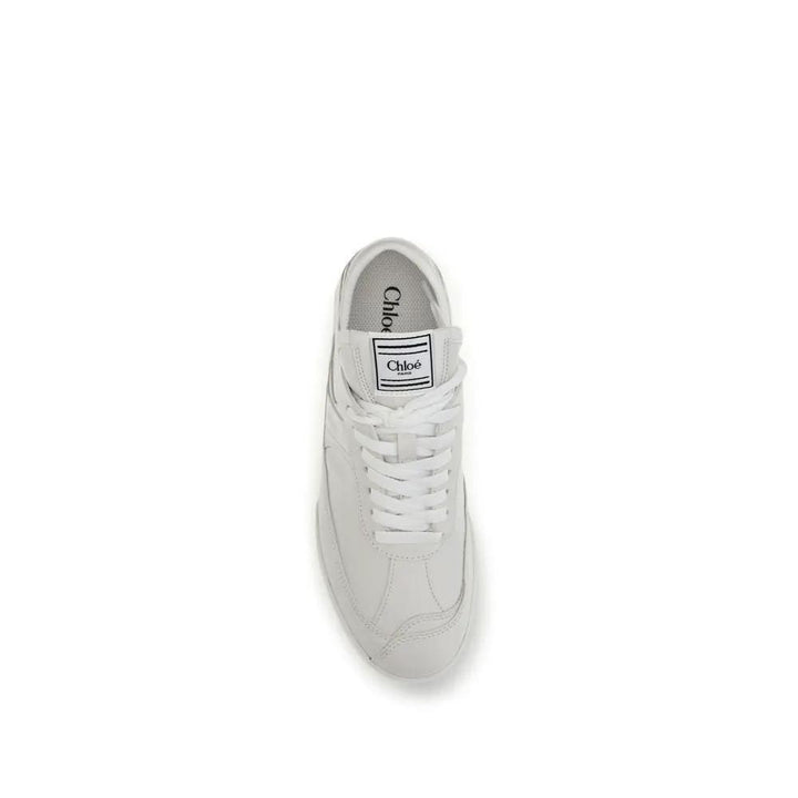 Chloé Sample Sale | Chloé White Calf Leather Bos Taurus Athletic Sneakers - | Designer outlet