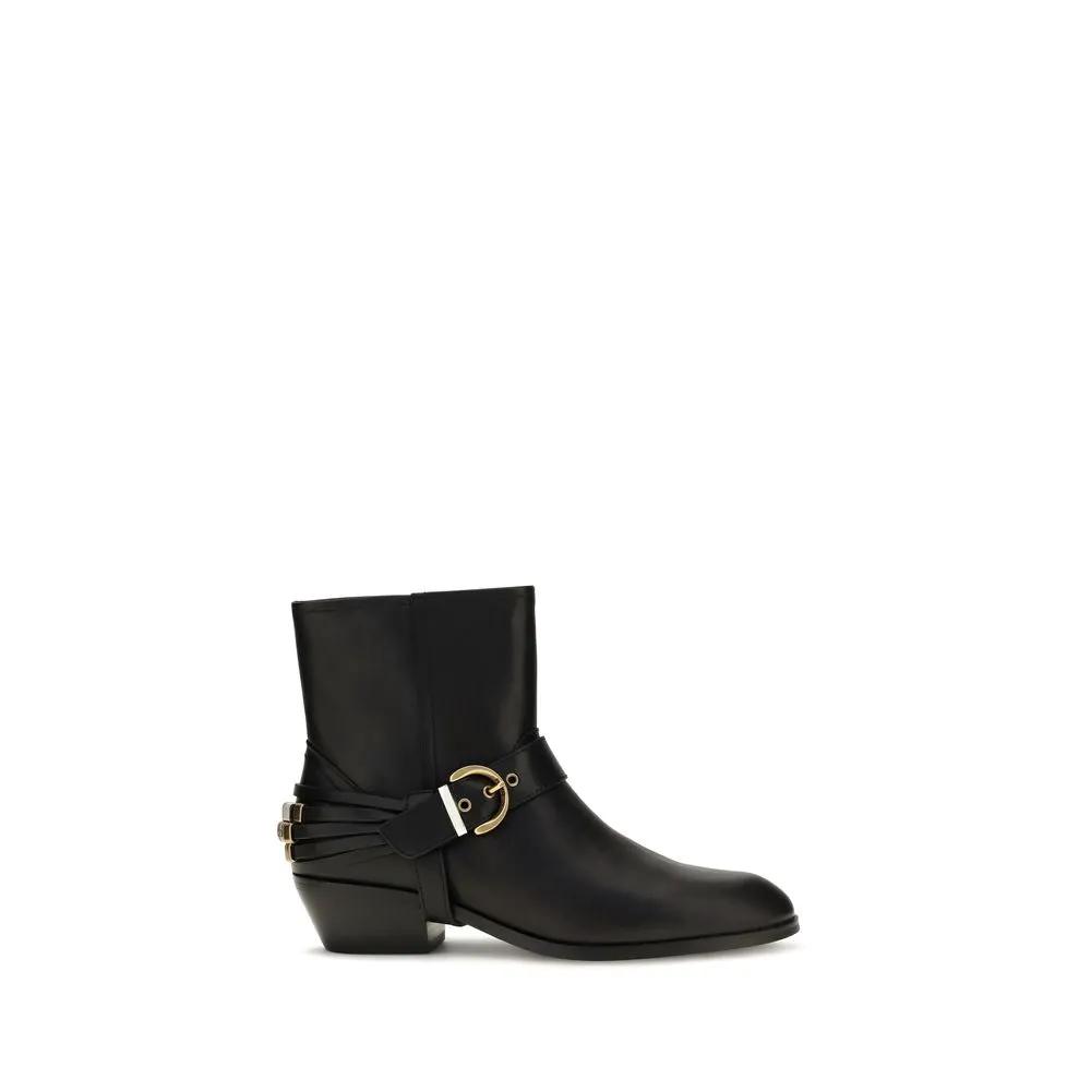PINKO Sample Sale | PINKO Black Calf Leather Bos Taurus Ankle Boots - | Designer outlet