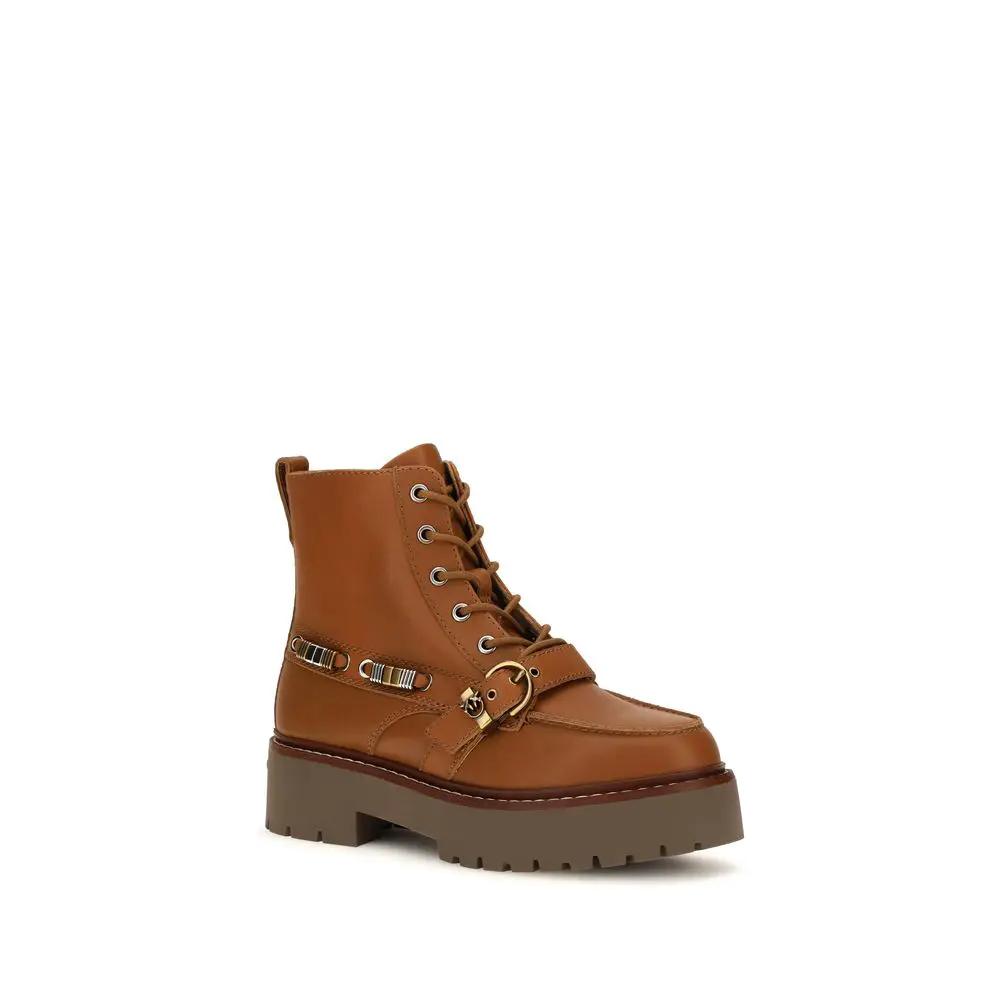PINKO Sample Sale | PINKO Brown Calf Leather Bos Taurus Lace-Up Boots - | Designer outlet