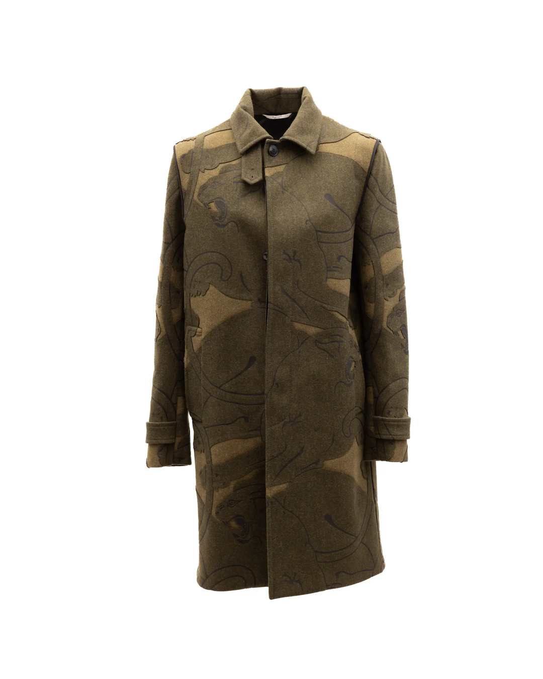 Valentino Garavani Sample Sale | Valentino Garavani Green With Dark Patterns Women Wool Coat - | Designer outlet