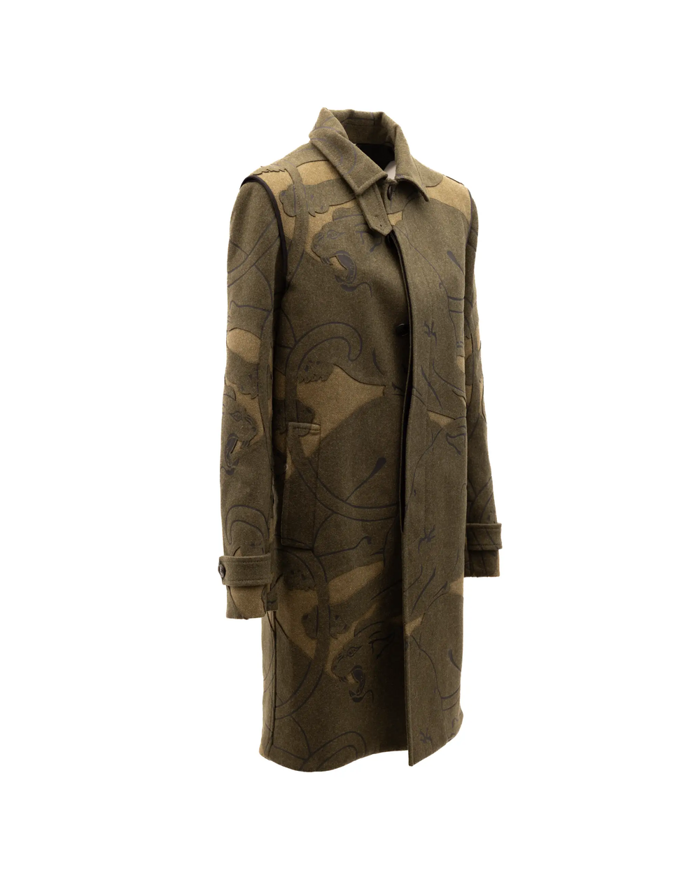 Valentino Garavani Sample Sale | Valentino Garavani Green With Dark Patterns Women Wool Coat - | Designer outlet