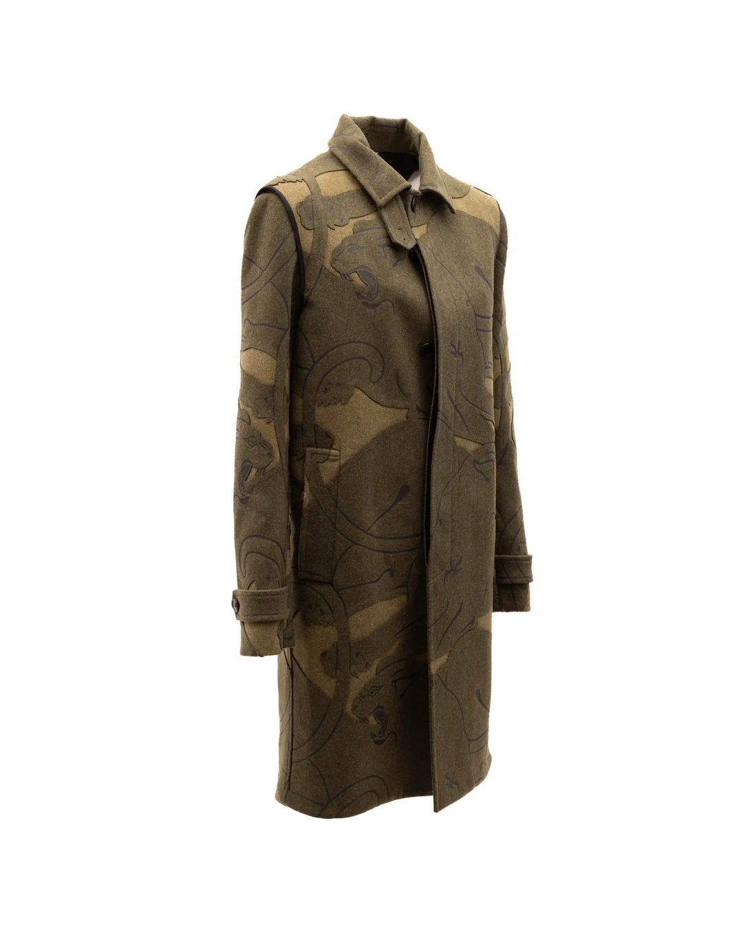 Valentino Garavani Sample Sale | Valentino Garavani Green With Dark Patterns Women Wool Coat - | Designer outlet