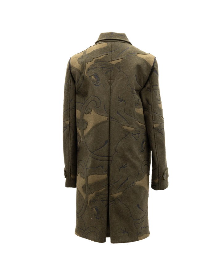 Valentino Garavani Sample Sale | Valentino Garavani Green With Dark Patterns Women Wool Coat - | Designer outlet