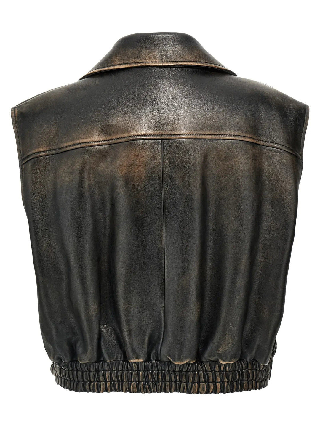 Miu Miu Sample Sale | Miu Miu Brown Lamb Leather Sleeveless Jacket - | Designer outlet