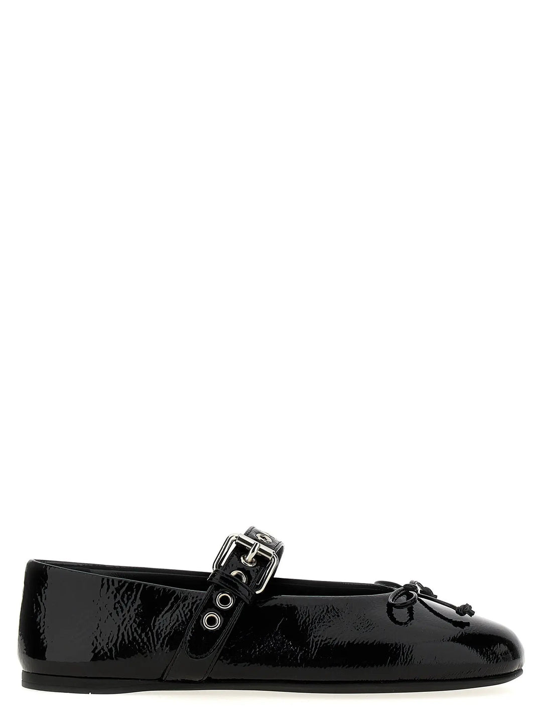 Miu Miu Sample Sale | Miu Miu Black Calfskin Ballet Flats - | Designer outlet