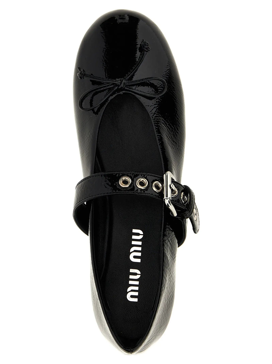 Miu Miu Sample Sale | Miu Miu Black Calfskin Ballet Flats - | Designer outlet
