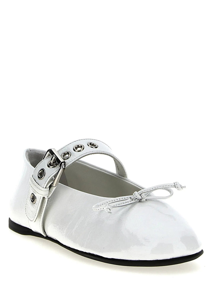 Miu Miu Sample Sale | Miu Miu White Calfskin Ballet Flats - | Designer outlet