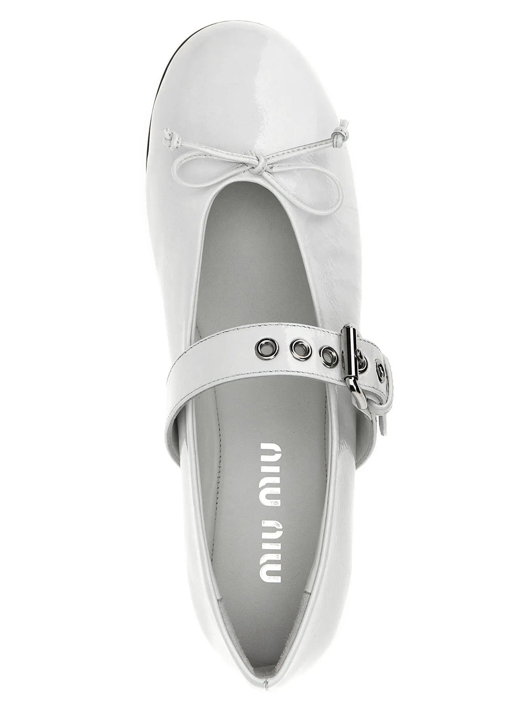 Miu Miu Sample Sale | Miu Miu White Calfskin Ballet Flats - | Designer outlet