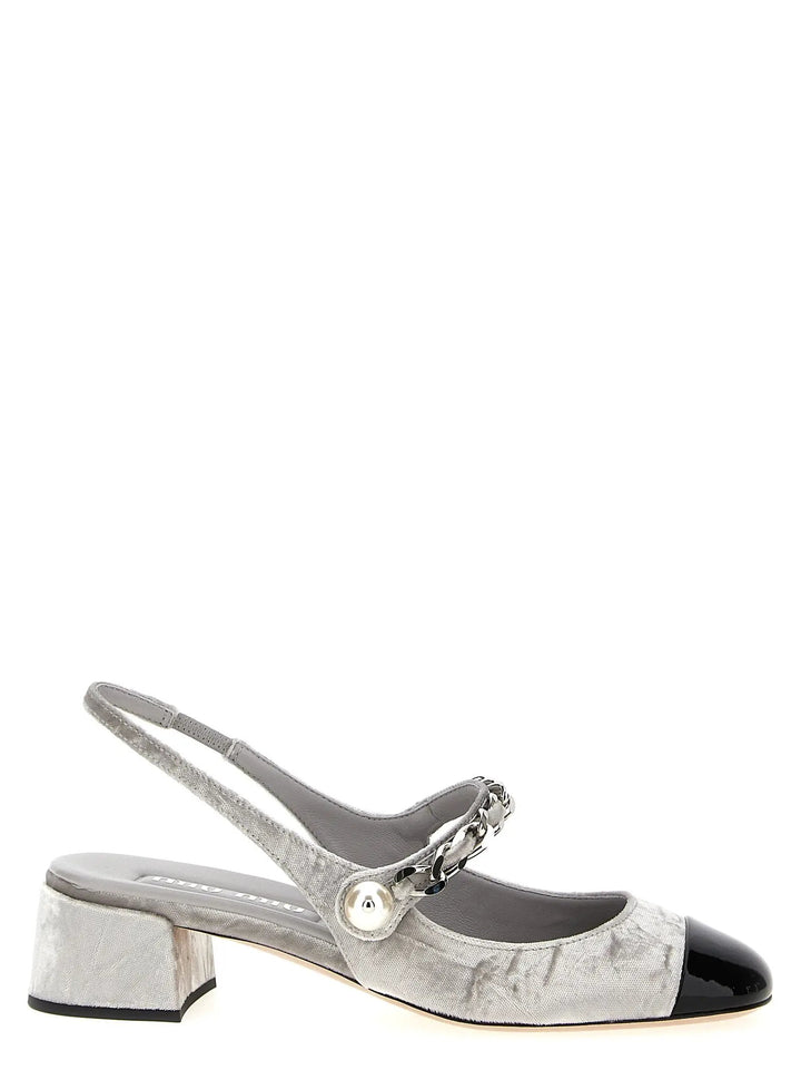 Miu Miu Sample Sale | Miu Miu Silver Calfskin Mid Heel Pumps - | Designer outlet
