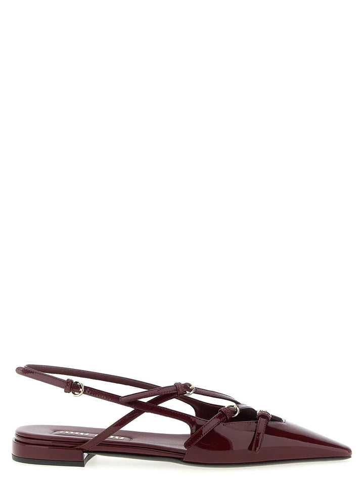Miu Miu Sample Sale | Miu Miu Bordeaux Calfskin Ballet Flats - | Designer outlet