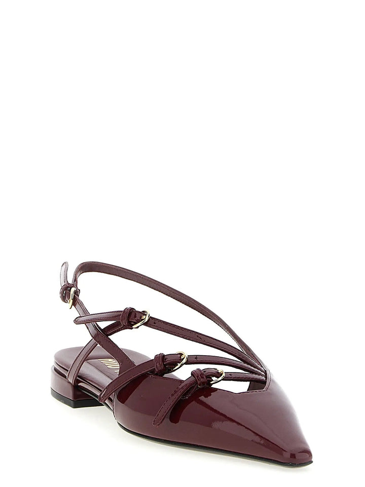 Miu Miu Sample Sale | Miu Miu Bordeaux Calfskin Ballet Flats - | Designer outlet