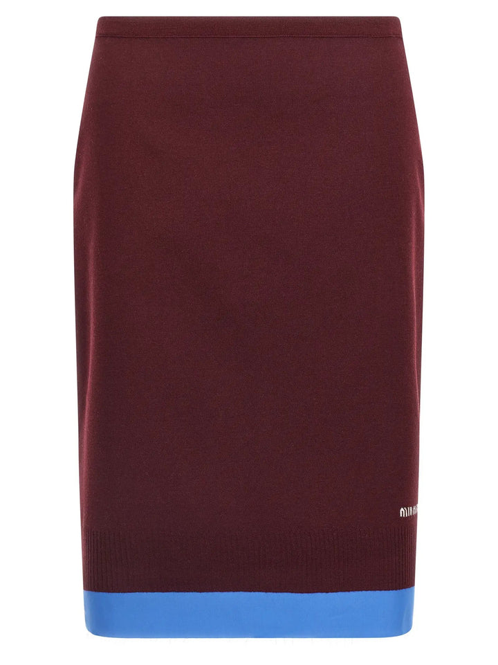 Miu Miu Sample Sale | Miu Miu Bordeaux Virgin Wool Midi Skirt - | Designer outlet