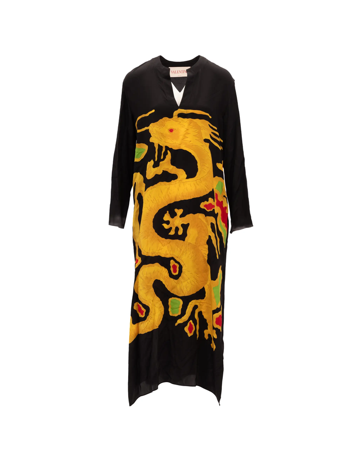 Valentino Garavani Sample Sale | Valentino Garavani Dragon Embroidery Gown Dress in Black and Yellow - | Designer outlet