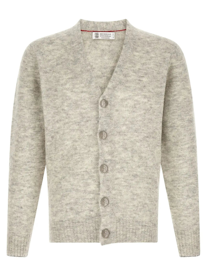Brunello Cucinelli Sample Sale | Brunello Cucinelli Gray Alpaca Leather Cardigan - | Designer outlet