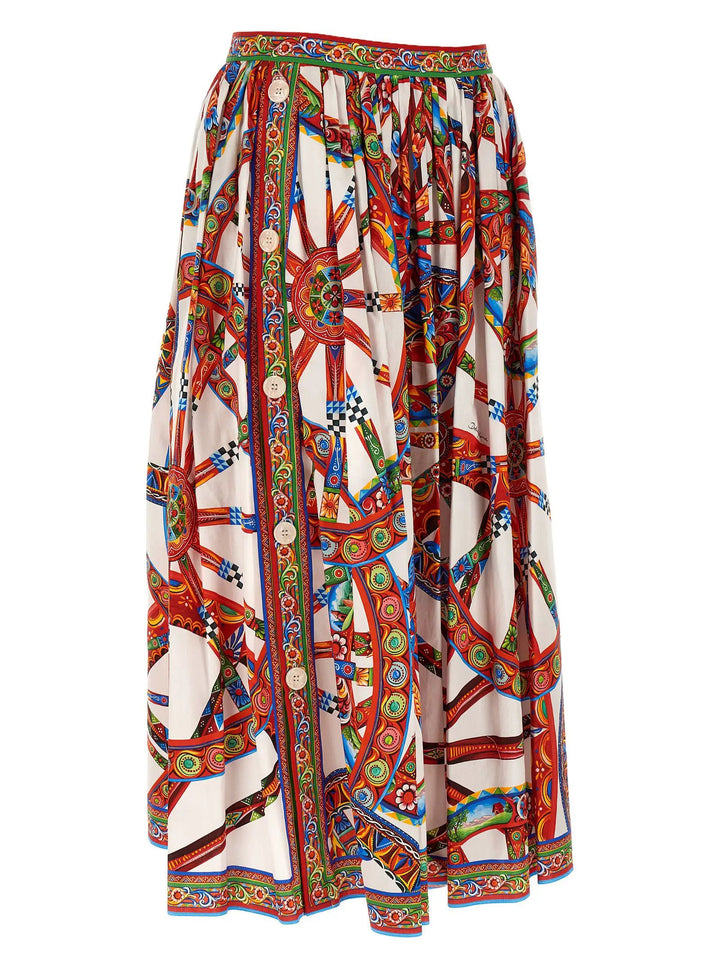 Dolce &amp; Gabbana Sample Sale | Dolce &amp; Gabbana Multicolor Cotton Midi Skirt - | Designer outlet