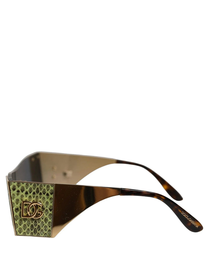 Dolce &amp; Gabbana Sample Sale | Dolce &amp; Gabbana Gold Metal DG2263 Rectangle Snakeskin Frame Sunglasses - | Designer outlet