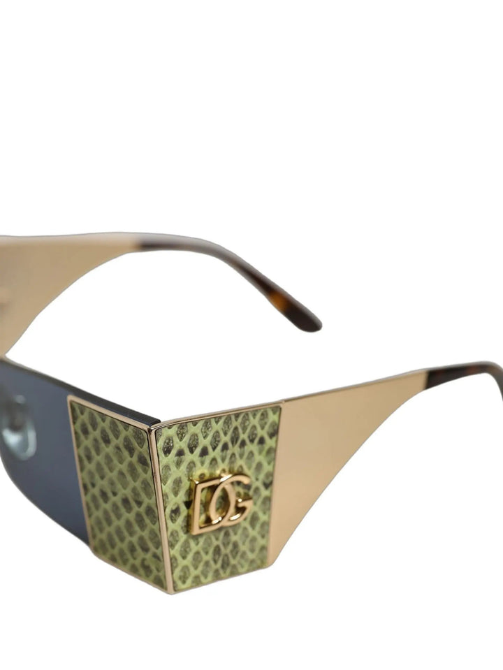 Dolce &amp; Gabbana Sample Sale | Dolce &amp; Gabbana Gold Metal DG2263 Rectangle Snakeskin Frame Sunglasses - | Designer outlet