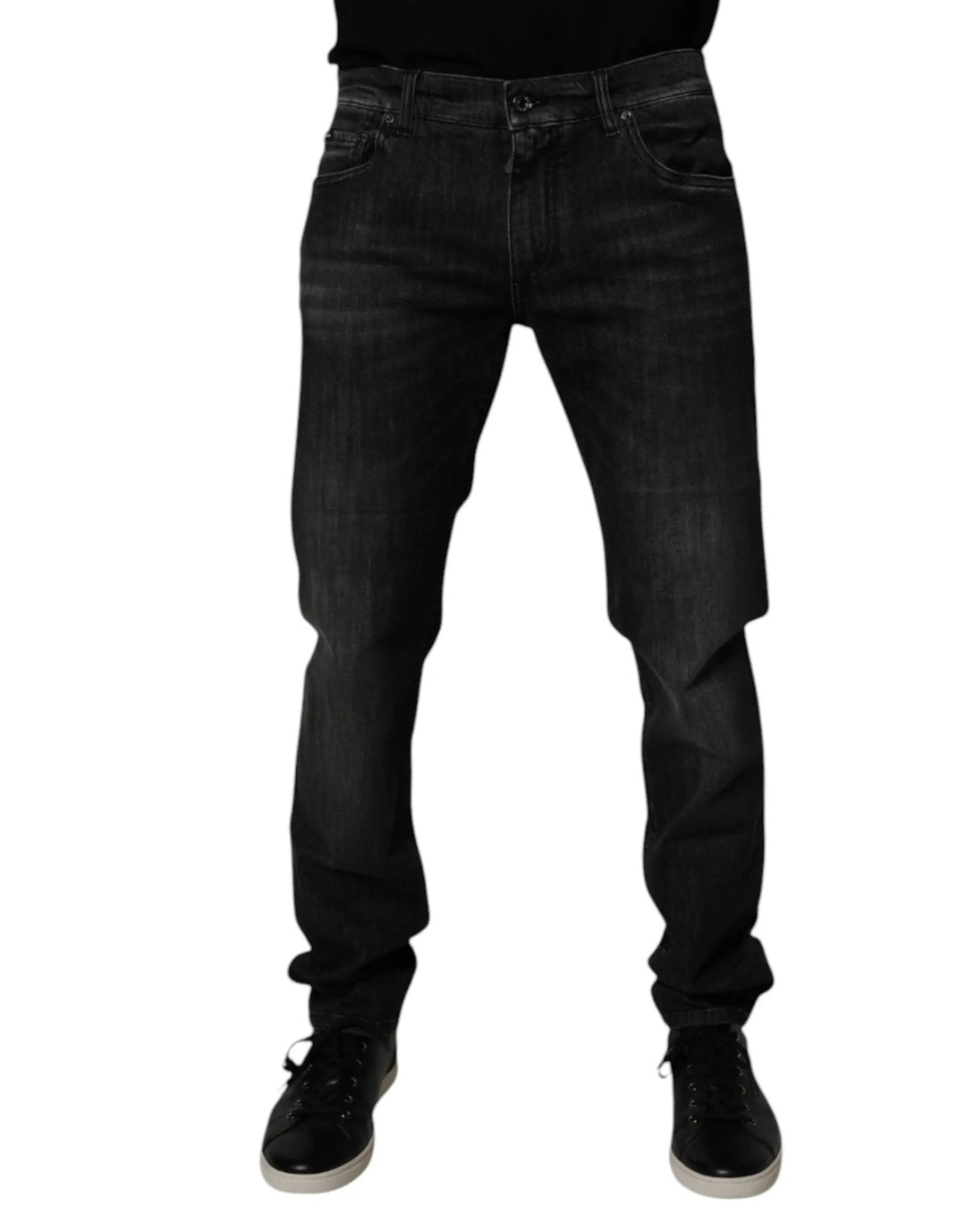 Dolce &amp; Gabbana Sample Sale | Dolce &amp; Gabbana Dark Gray Washed Cotton Skinny Men Denim Jeans - | Designer outlet